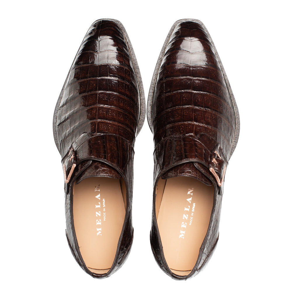 Mezlan Gigolo Crocodile Monk Strap - Luxury Italian Leather Shoe