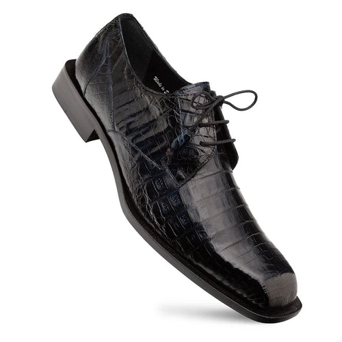 Mezlan Ugo Crocodile Square Toe Lace Up Derby Blue (50200-F)