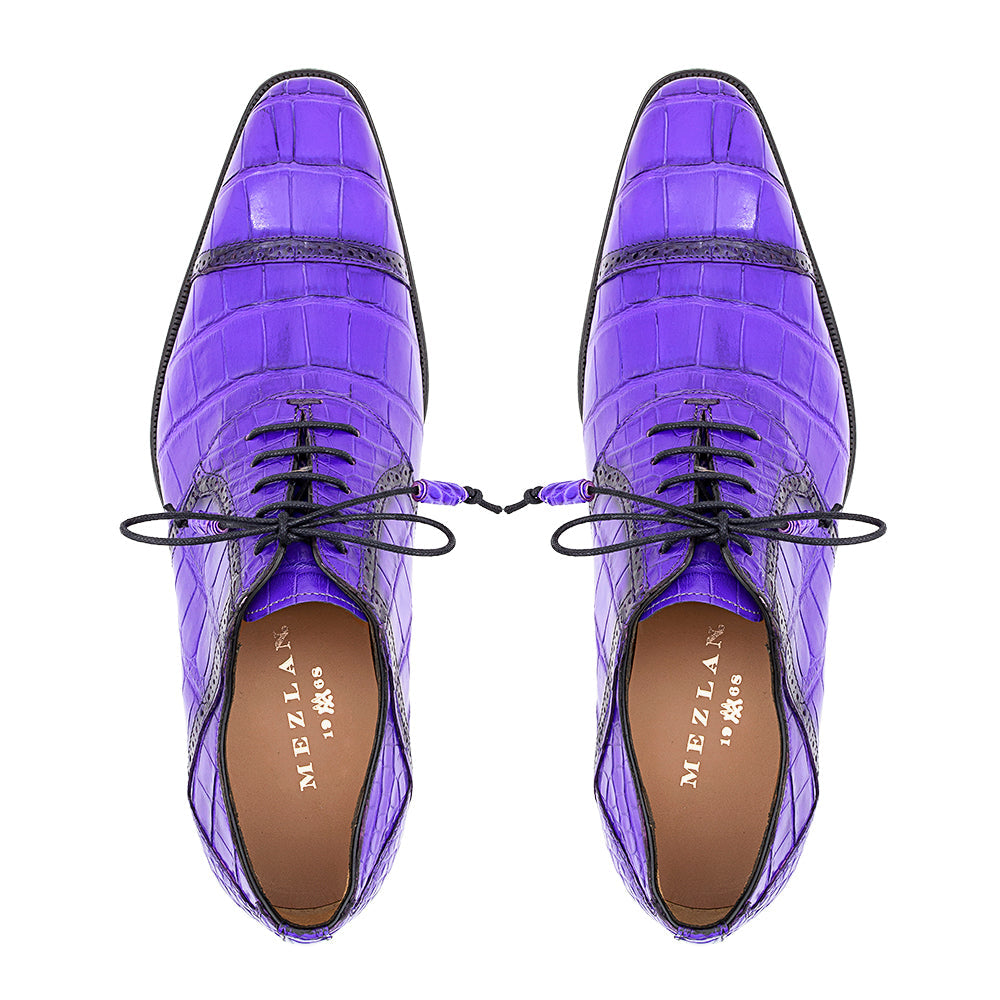 Mezlan Alligator Cap Toe Lace-Up Shoe