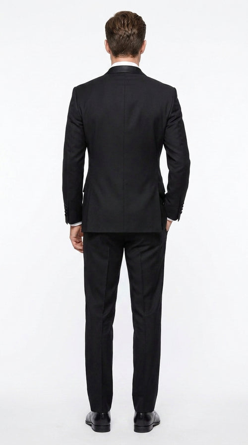 Men’s Black 6 Button Double Breasted Tuxedo, 2 Piece Formal Wedding Prom Suit