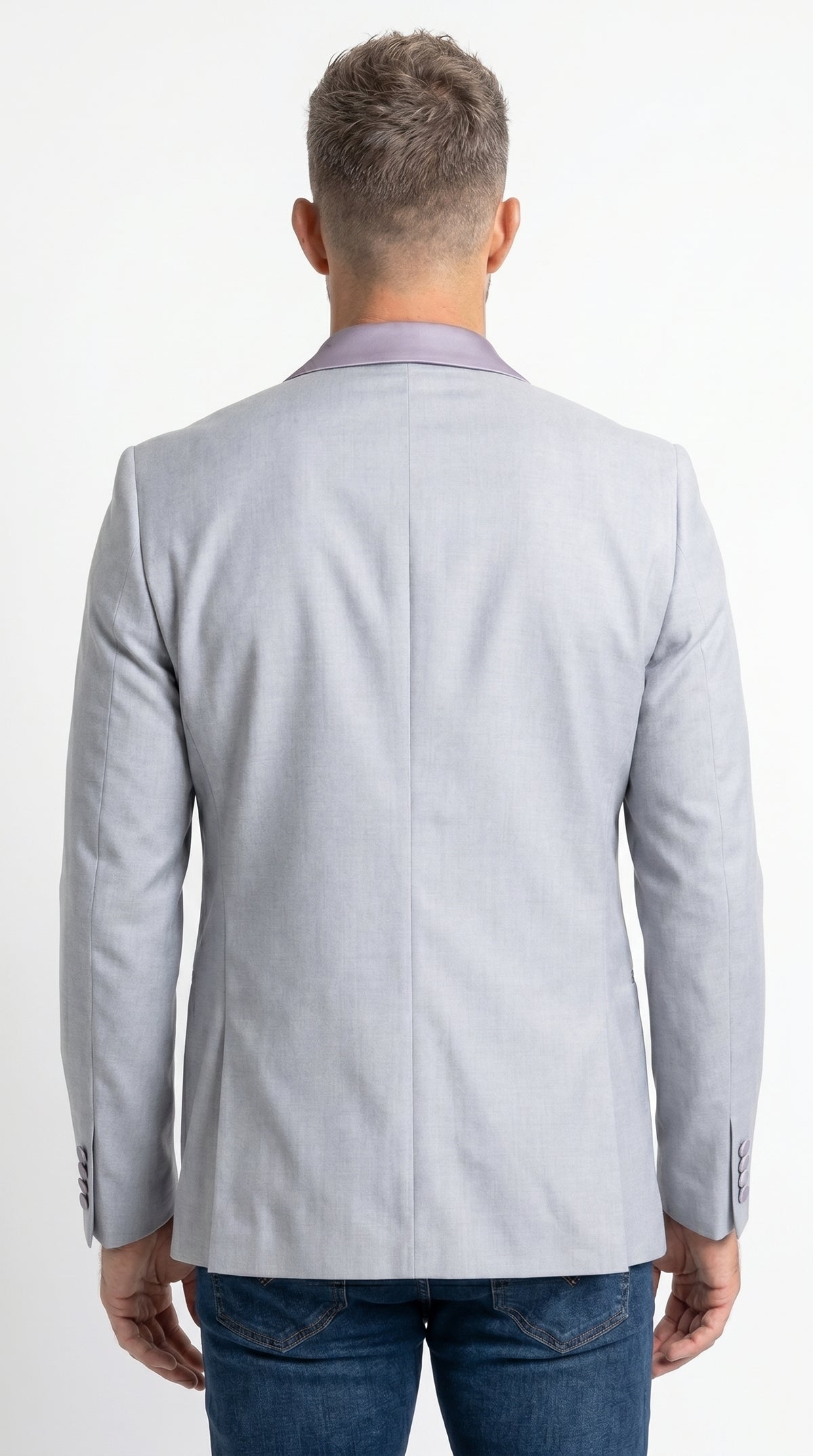 Men’s Zegarie Light Grey Tuxedo Jacket Separate with Satin Peak Lapel, Prom Wedding Dinner Jacket