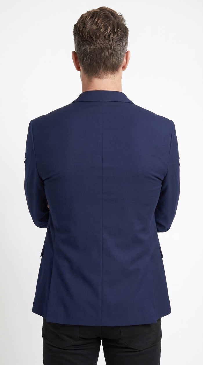 Renoir Men’s Navy Blue Wool 2 Button Sport Coat, Classic Fit Formal Blazer