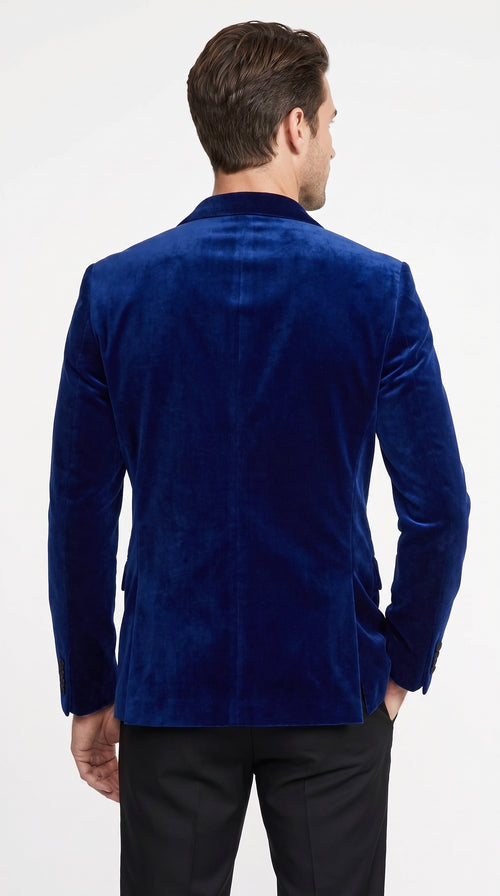 Men’s Dark Royal Blue Velvet Tuxedo Dinner Jacket, Designer Formal Wedding Prom Blazer