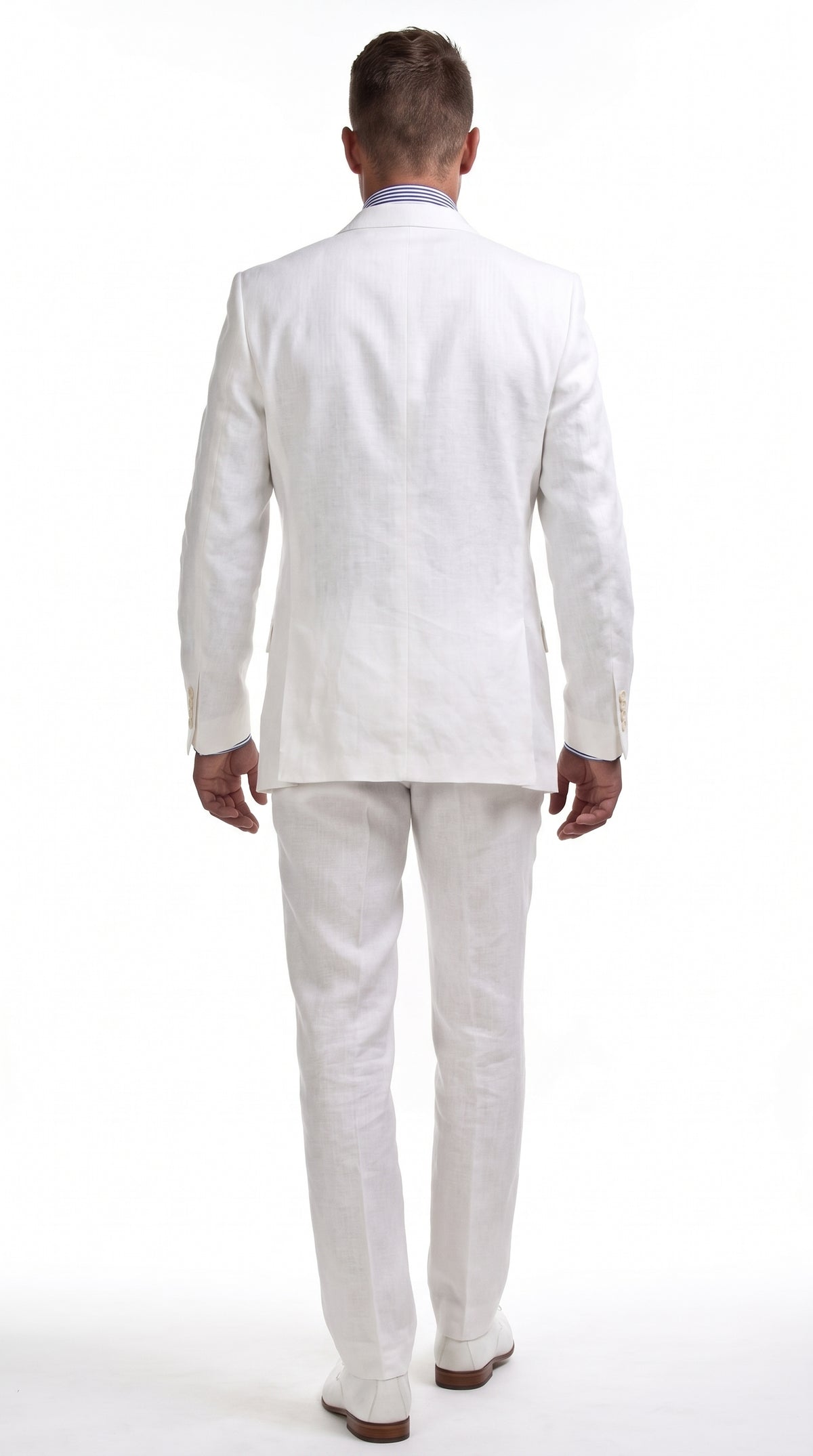 Men’s Big & Tall White Linen Suit – 2 Piece 2-Button Summer Wedding & Beach Suit with Tapered Pants