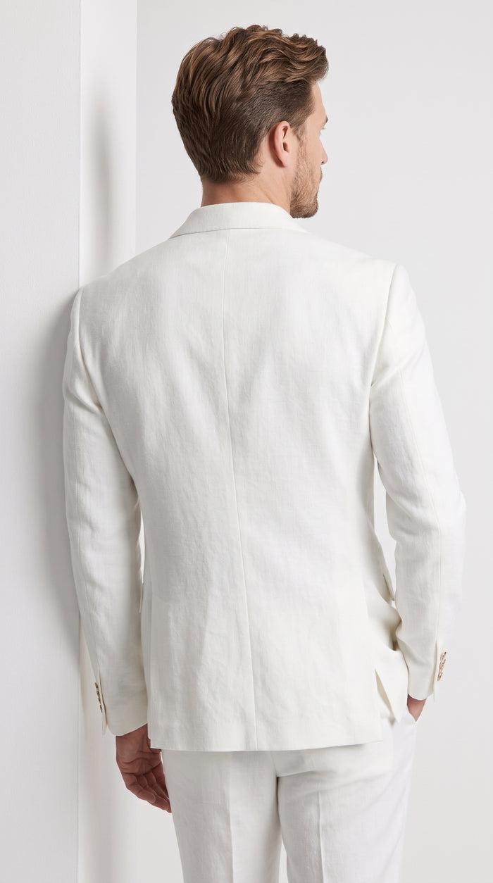Men’s White Double Breasted Blazer, 6 Button Peak Lapel Formal Sport Coat for Weddings, Prom and Special Events