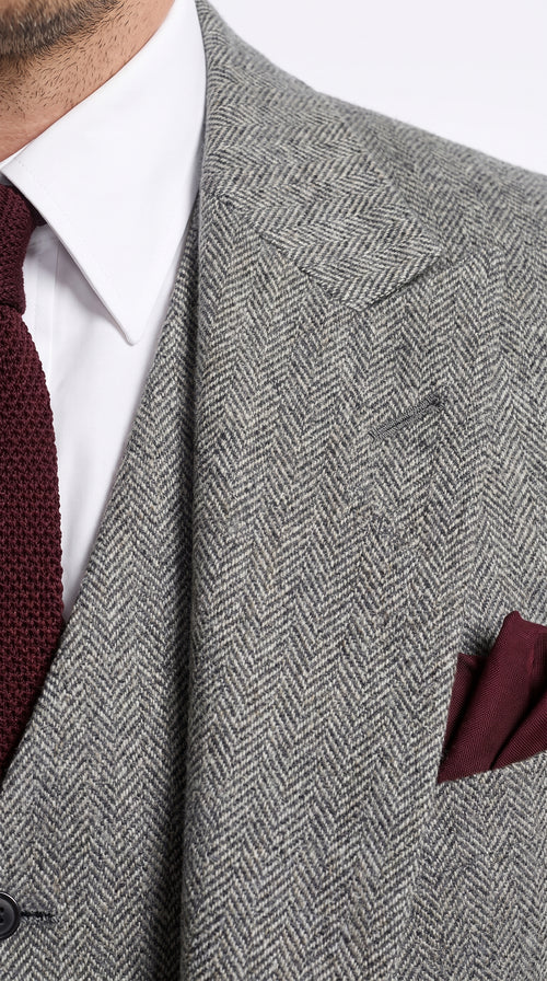 Peaky Blinders Men’s Gray Tweed 3 Piece Suit – Vintage 1920s Wedding Vested Suit