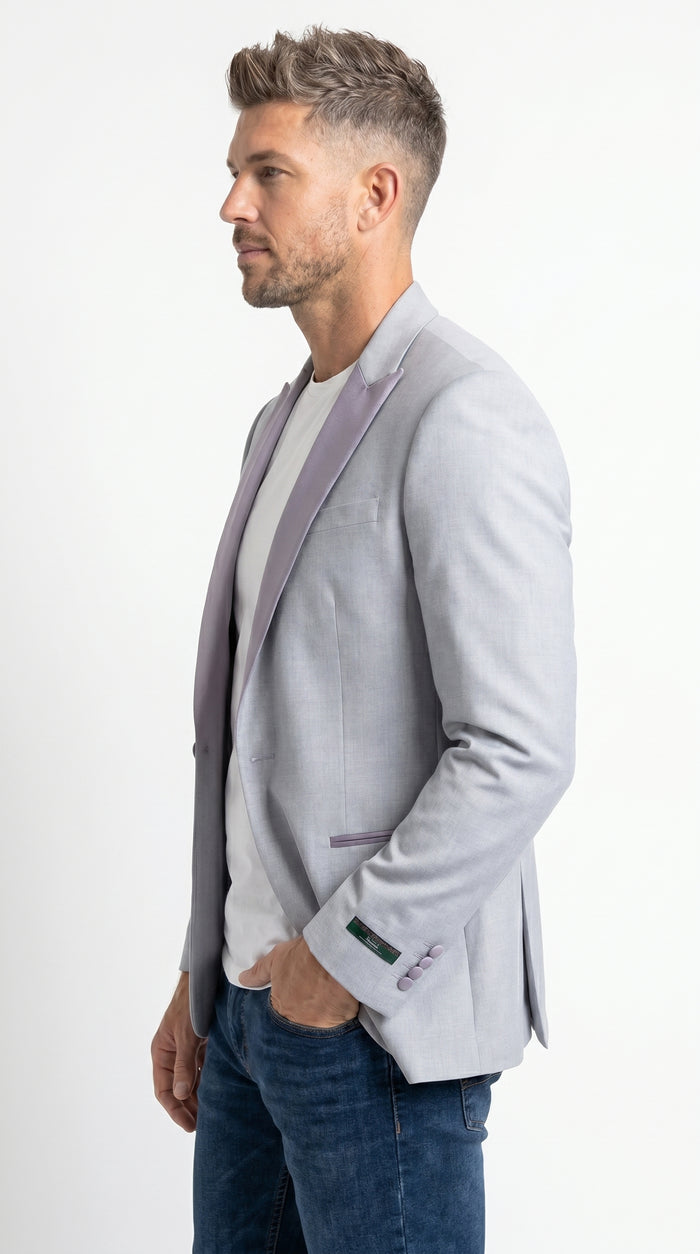 Men’s Zegarie Light Grey Tuxedo Jacket Separate with Satin Peak Lapel, Prom Wedding Dinner Jacket
