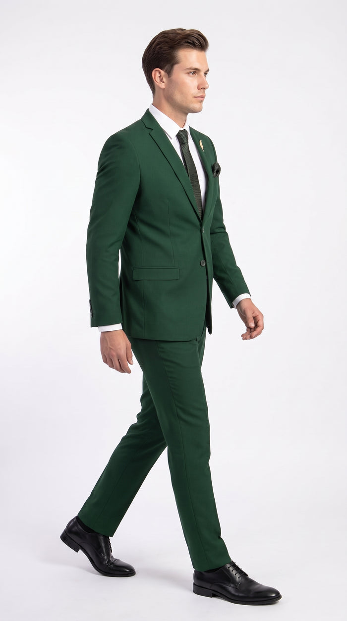 Men’s Emerald Green Suit – 2 Button Wedding Suit for Groom, Groomsmen, Prom & Formal Events