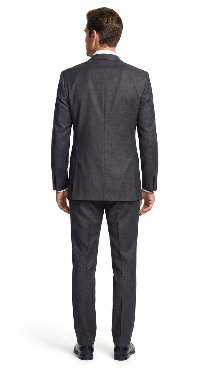 PromTuxedo Men’s Charcoal Grey 3-Piece Tuxedo Suit – Notch Lapel Prom, Wedding and Formal Suit