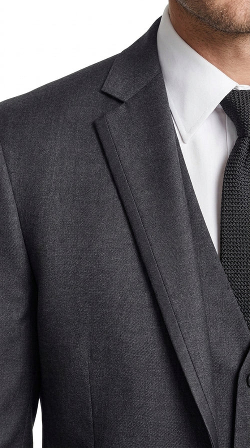 PromTuxedo Men’s Charcoal Grey 3-Piece Tuxedo Suit – Notch Lapel Prom, Wedding and Formal Suit
