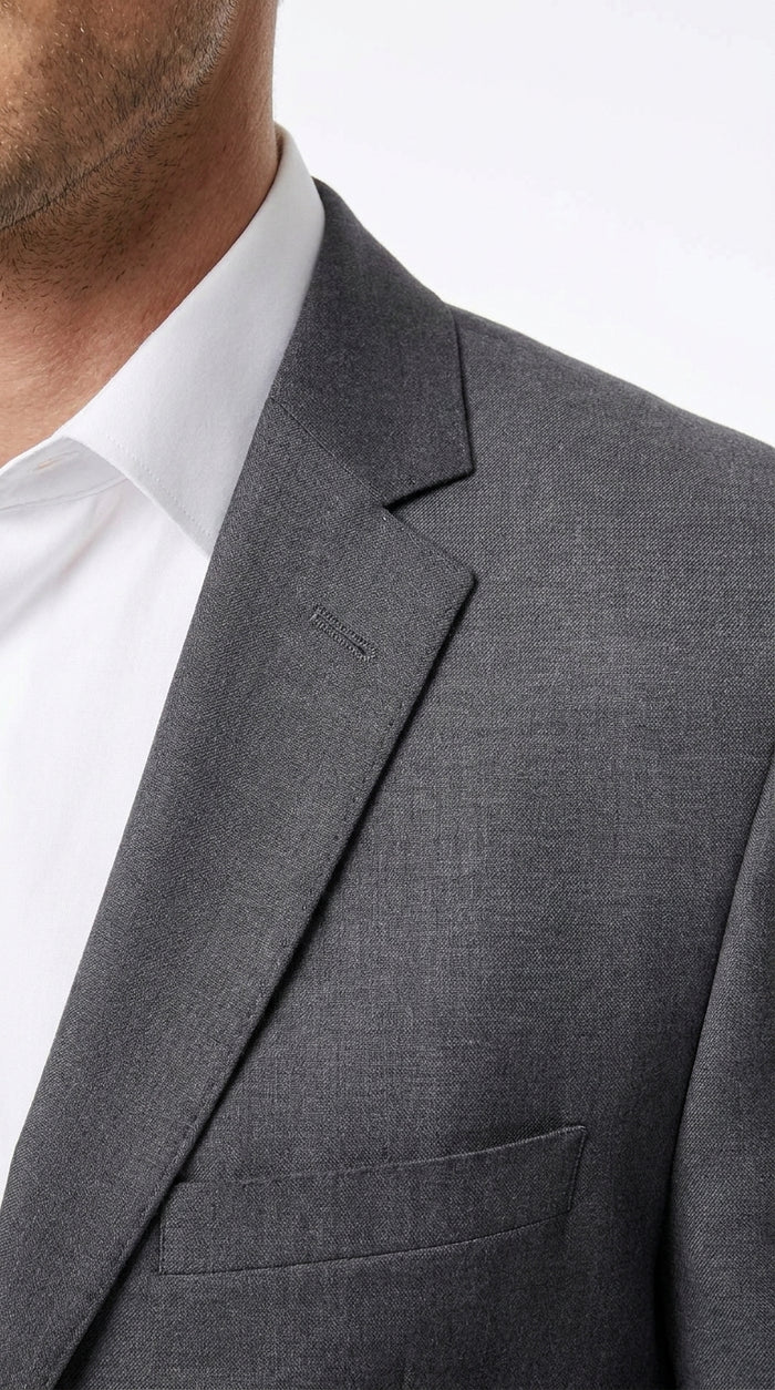Renoir Men’s Charcoal Grey 2 Button Classic Fit Suit with Optional Vest, Formal Wedding Business Dress Suit