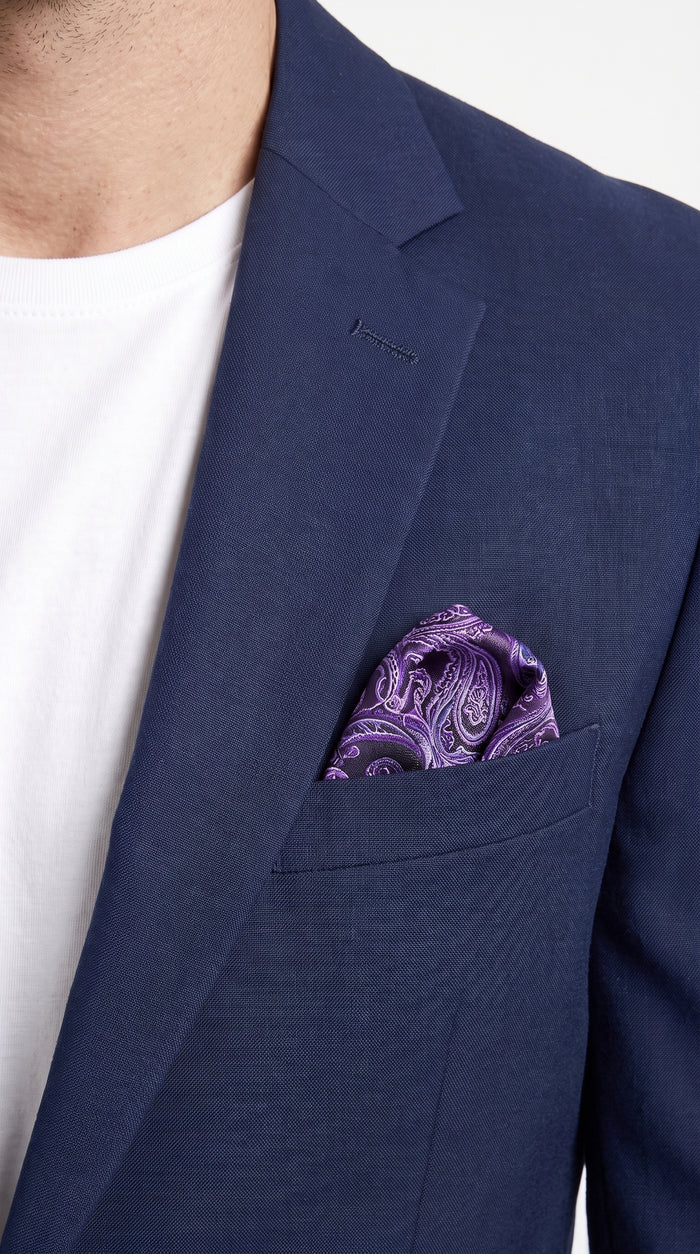 Renoir Men’s Navy Blue Wool 2 Button Sport Coat, Classic Fit Formal Blazer
