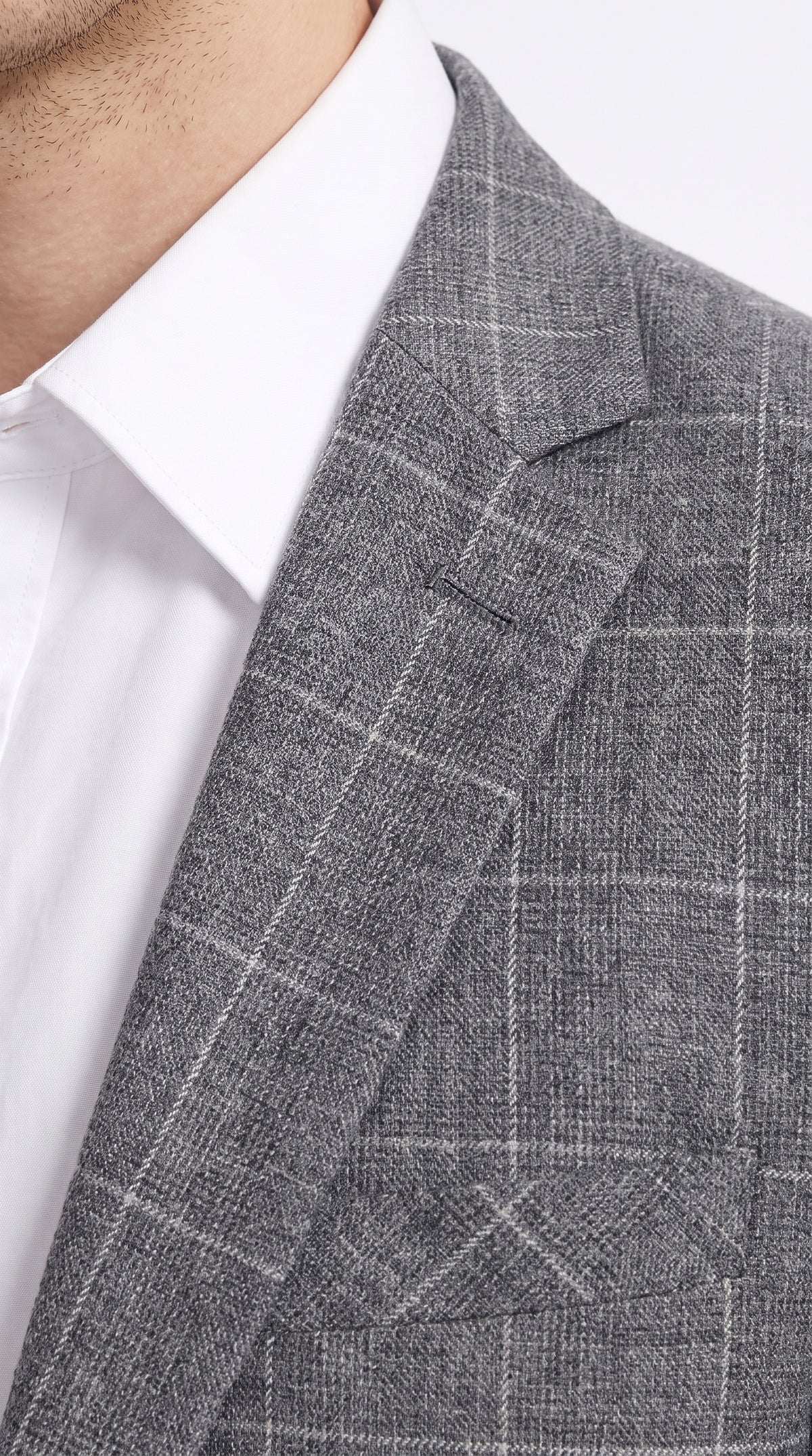 Tazio Men’s Charcoal Grey Plaid Sport Coat, 2 Button Windowpane Formal Blazer