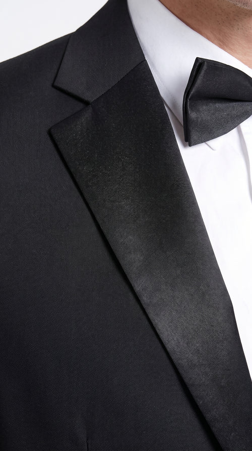 Men’s Black Prom Tuxedo Suit, Traditional 2 Button Notch Lapel Formal Wedding Suit