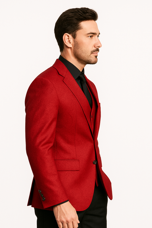 Velvet Paisley Blazer Red