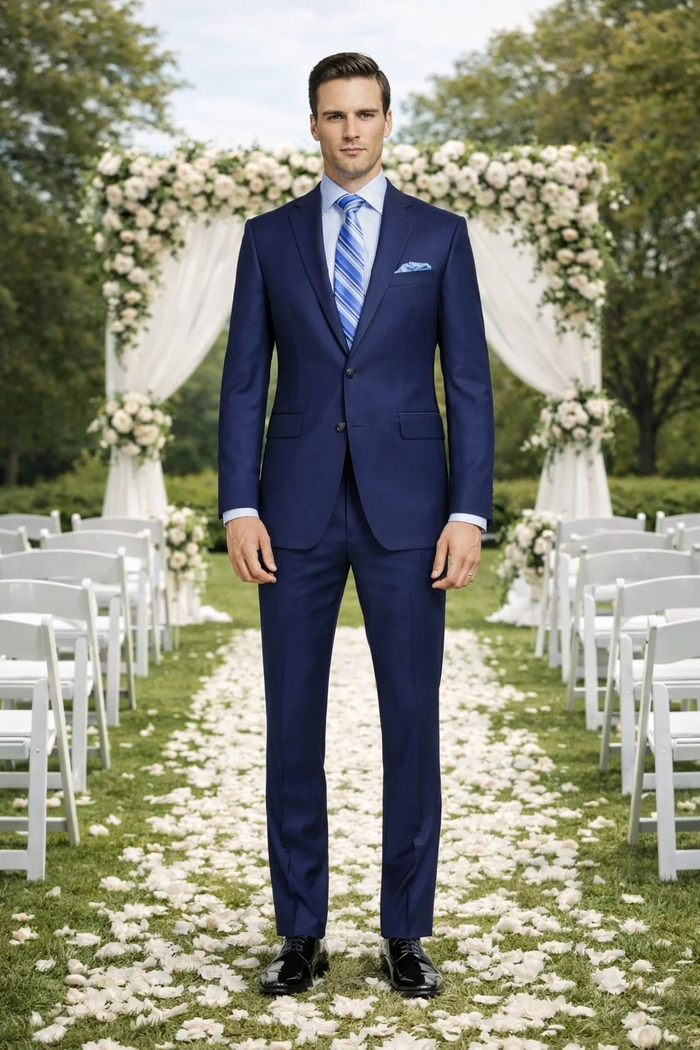 Tiglio 2-Button Slim or Modern Fit in 3-Blue Navy Fabrics by Usamensoutlet