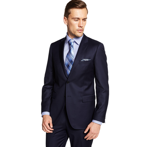 Mantoni 2-Button Slim or Modern Fit in 3-Blue Navy Fabrics