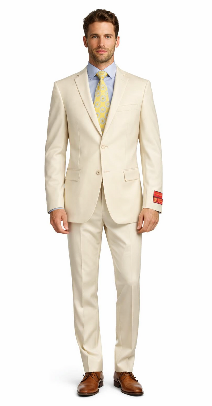 Tiglio Beige Two-button Wool Suit by Usamensoutlet