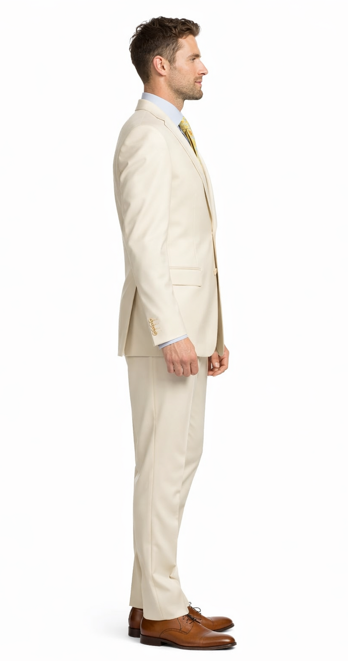Tiglio Beige Two-button Wool Suit by Usamensoutlet