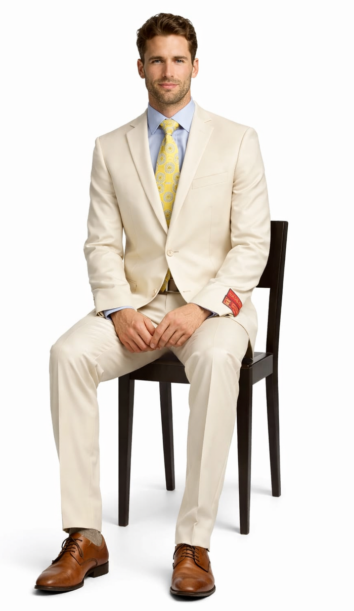 Tiglio Beige Two-button Wool Suit by Usamensoutlet
