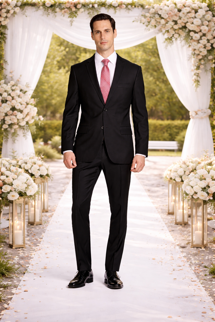 Tiglio Black or Gray 2-Button Slim or Modern Fit Suit by Usamensoutlet