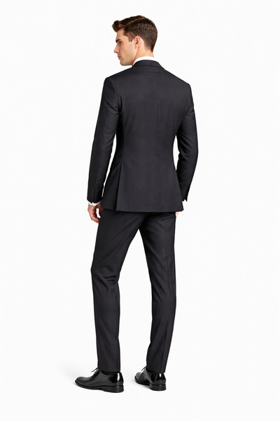 Mens Mantoni Black Tuxedo – Classic Formal Dinner Suit for Wedding, Prom and Black Tie Events