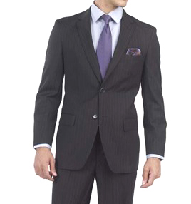 Mantoni Black, Gray, Navy Blue Stripe Two-button Wool Suit 3 Fabrics
