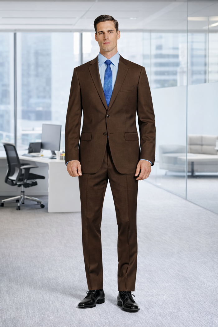 Tiglio Brown Two-Button Wool Suit by Usamensoutlet