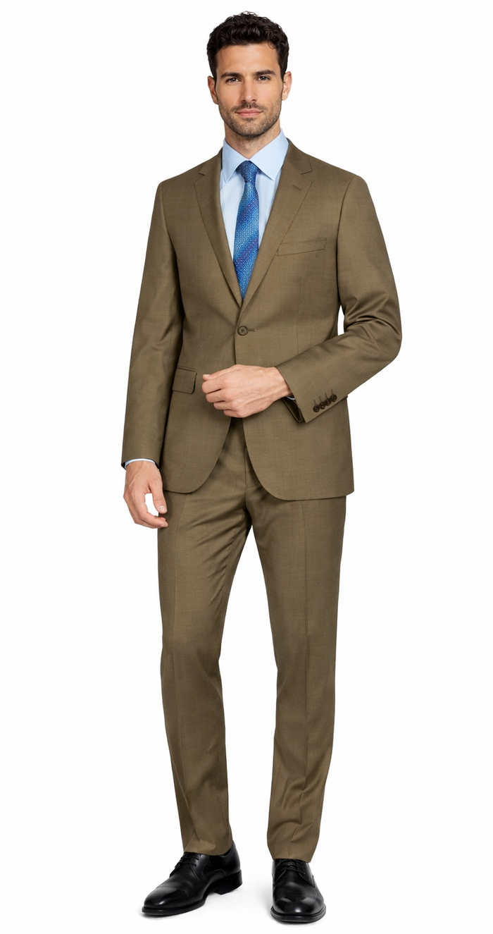 Tiglio Camel or Taupe Two-button Wool Suit by Usamensoutlet