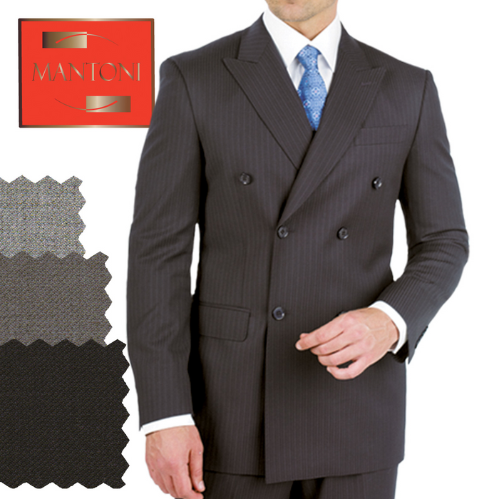 Tiglio Double-Breast Black, Grey, or Navy Wool Suit by Usamensoutlet