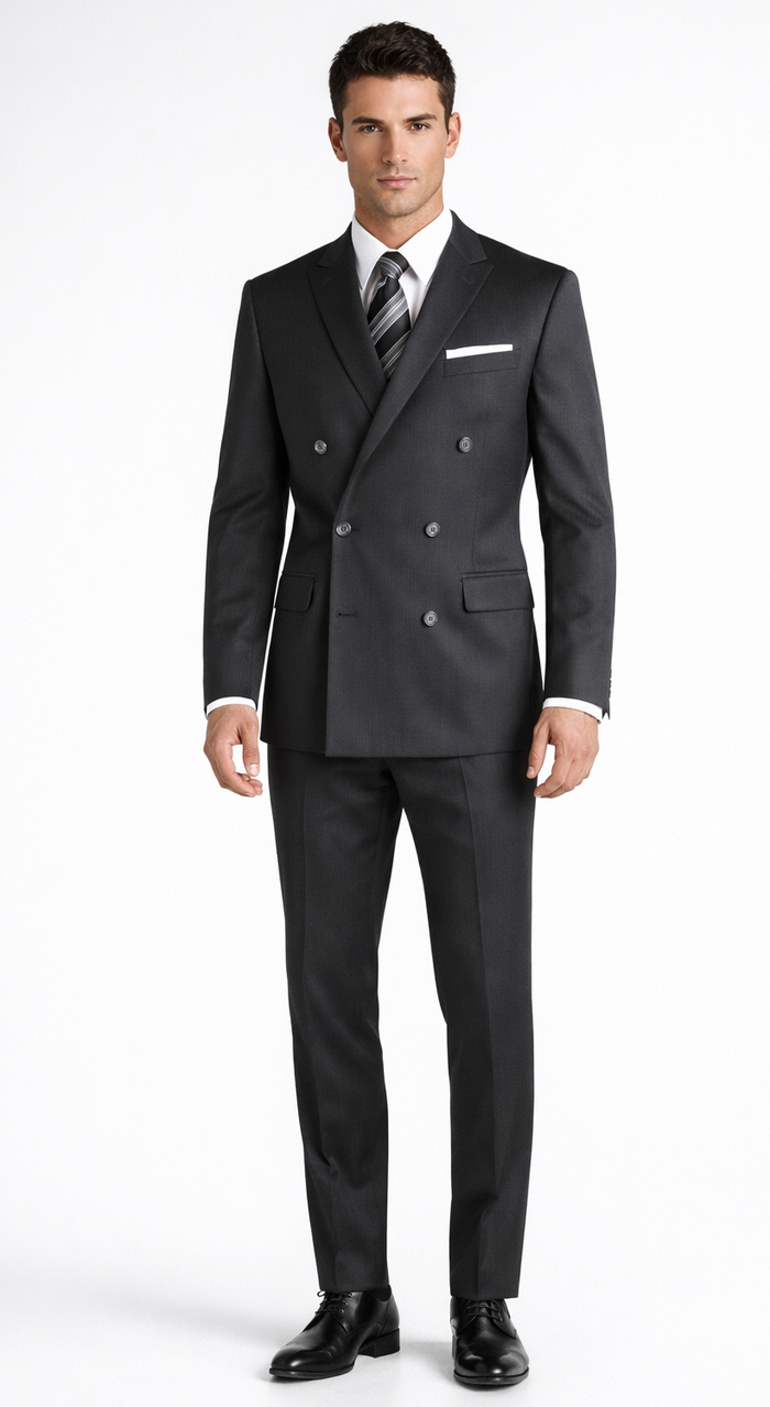Tiglio Double-Breast Black, Grey, or Navy Wool Suit by Usamensoutlet
