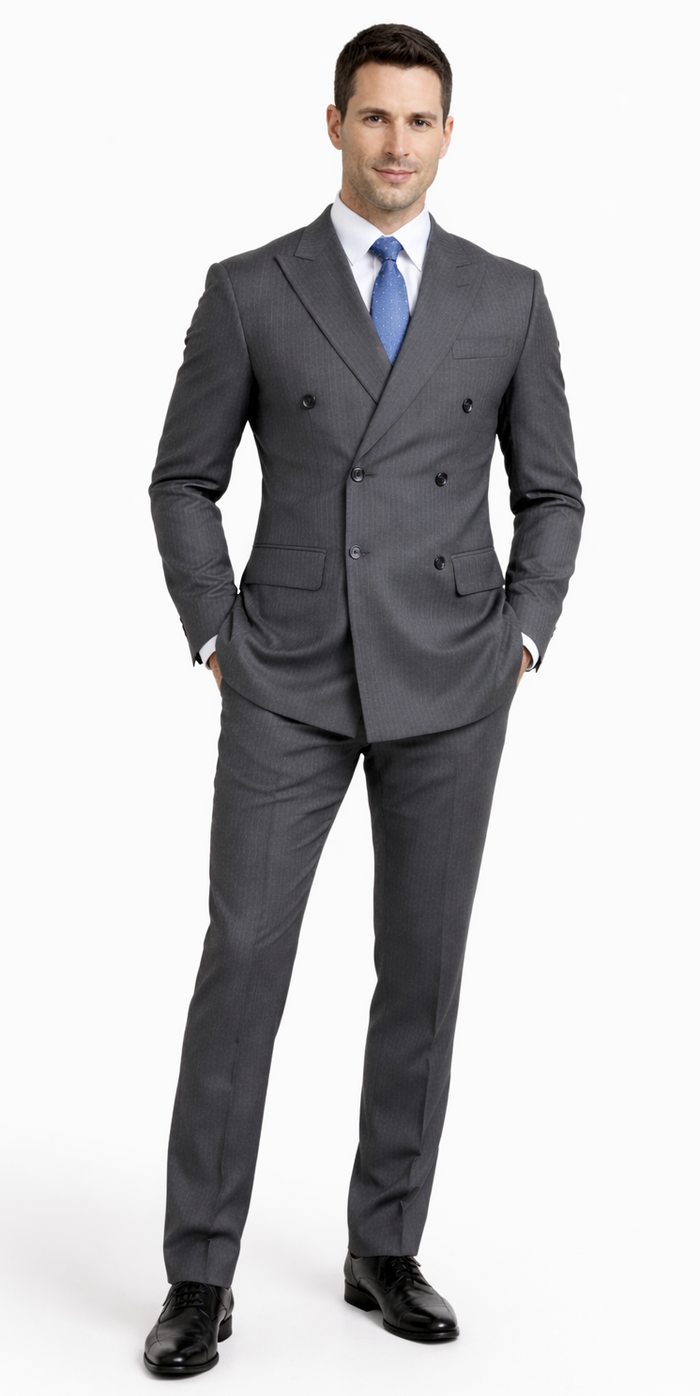 Tiglio Double-Breast Black, Grey, or Navy Wool Suit by Usamensoutlet