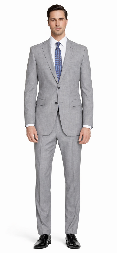 Tiglio Lt. Gray Two-button Wool Suit in Modern or Slim-Fit by Usamensoutlet