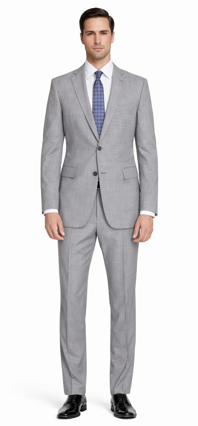 Tiglio Lt. Gray Two-button Wool Suit in Modern or Slim-Fit by Usamensoutlet