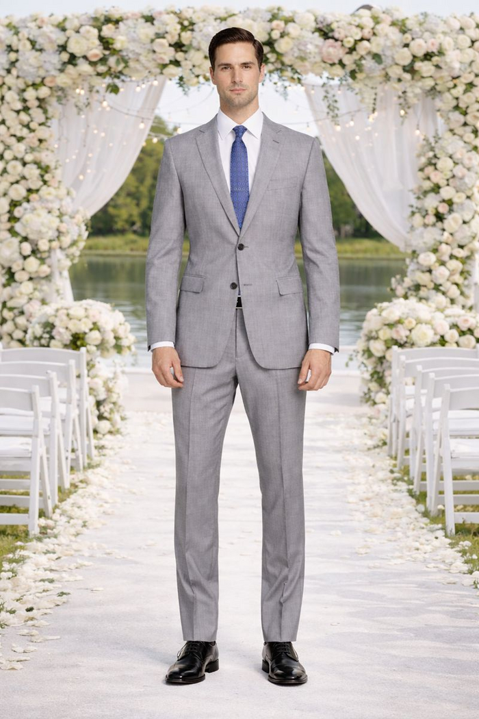 Tiglio Lt. Gray Two-button Wool Suit in Modern or Slim-Fit by Usamensoutlet
