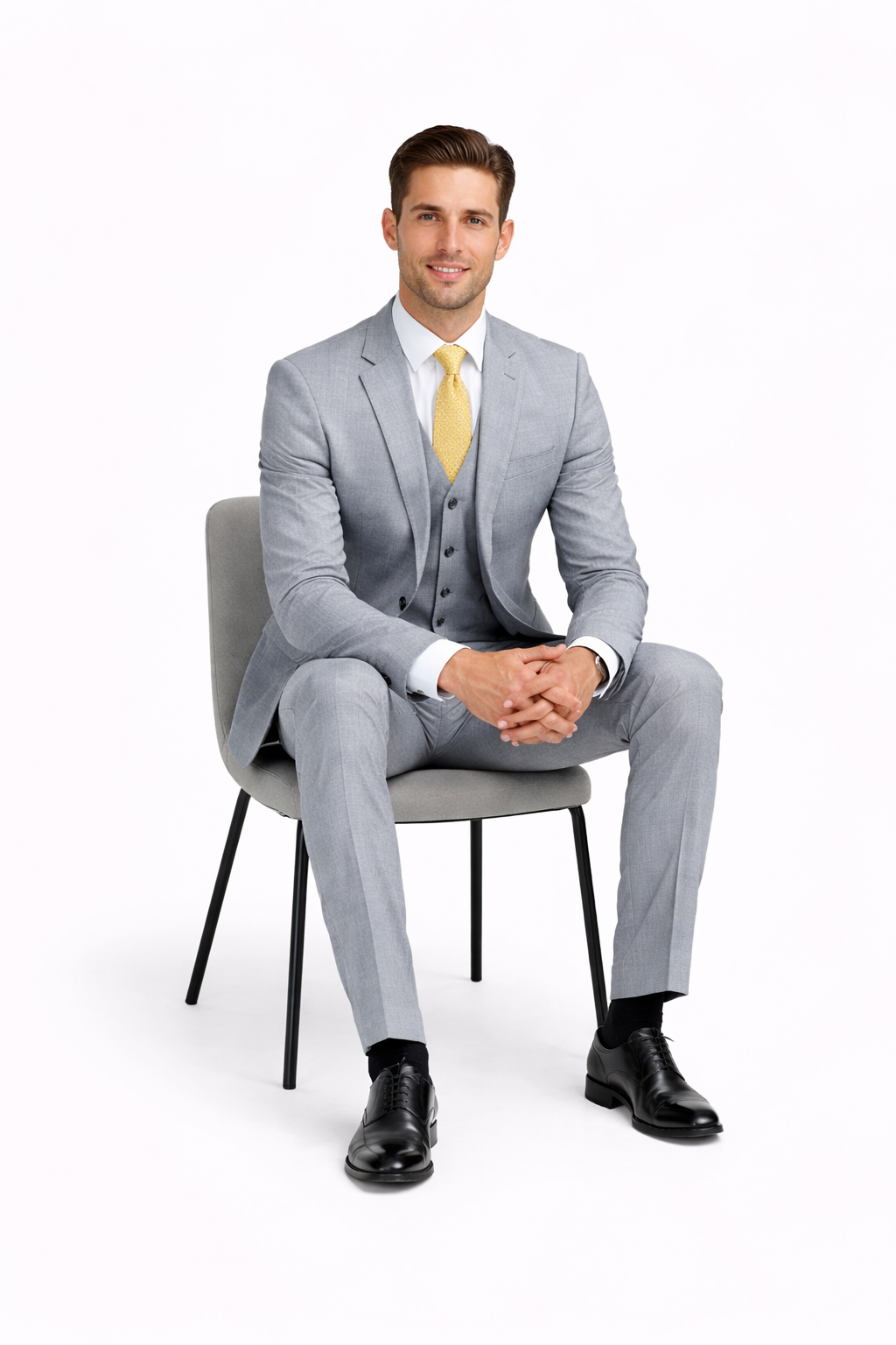 Mantoni Light Gray Suit for Men – Elegant Wedding and Business Formal Suit