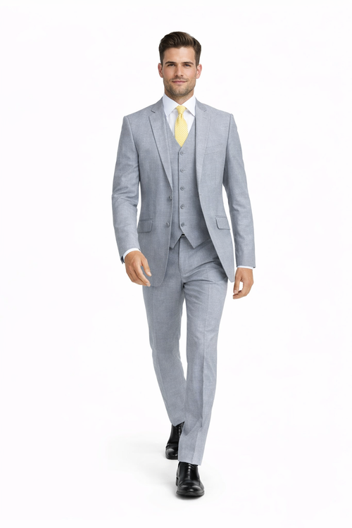 Mantoni Light Gray Suit for Men – Elegant Wedding and Business Formal Suit