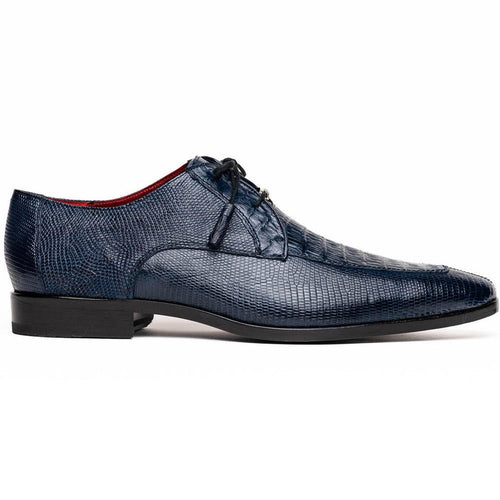 Marco Di Milano Men's Blue Caiman Lizard Derby Shoes Merida