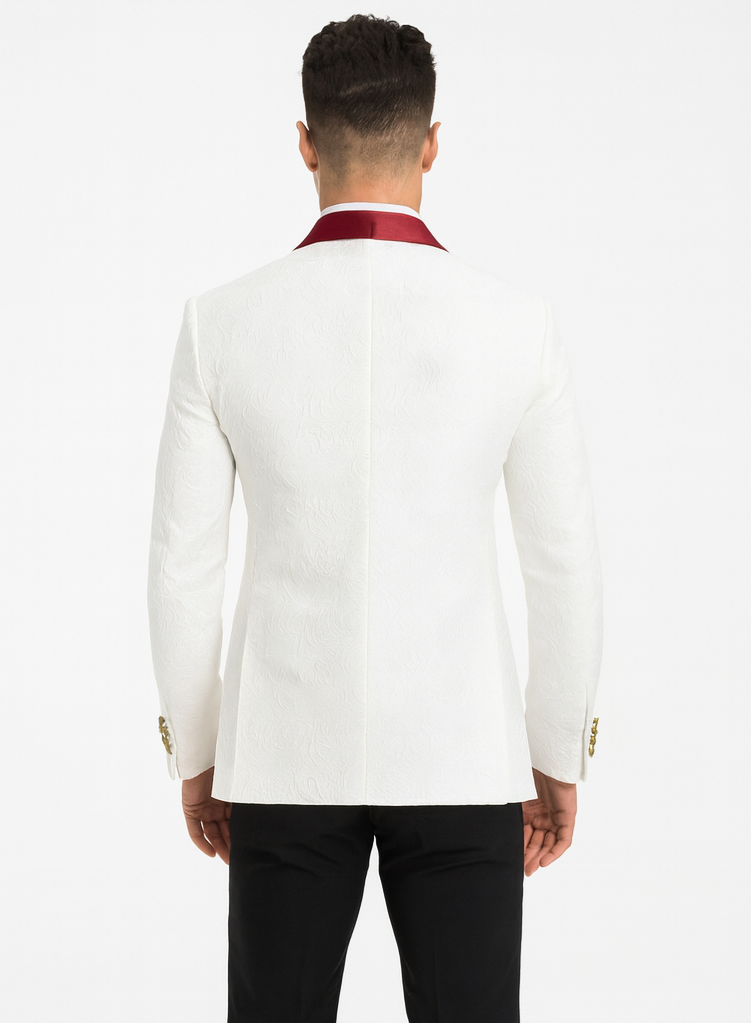 Marco Lorenzo Premium Paisley Red Velvet 4pc Suit W/ Matching Bowtie