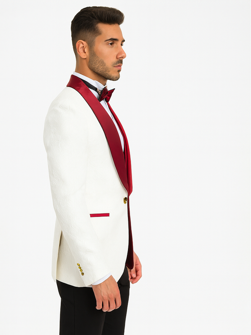 Marco Lorenzo Premium Paisley Red Velvet 4pc Suit W/ Matching Bowtie