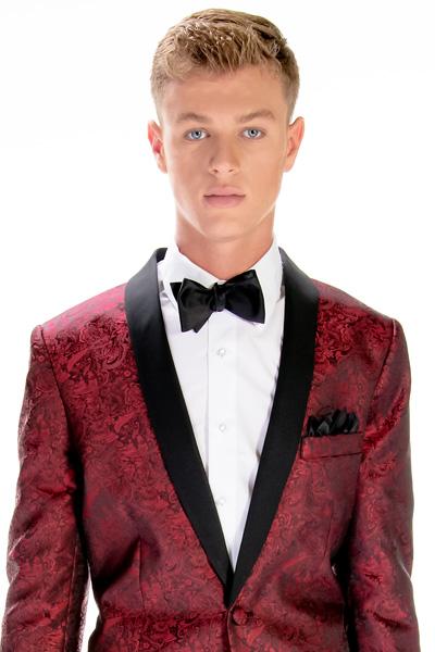 Aries Apple Red Paisley Shawl Tuxedo Jacket (Separates)