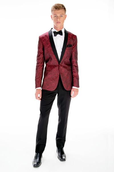 Aries Apple Red Paisley Shawl Tuxedo Jacket (Separates)