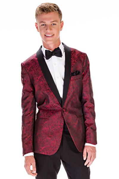 Aries Apple Red Paisley Shawl Tuxedo Jacket (Separates)