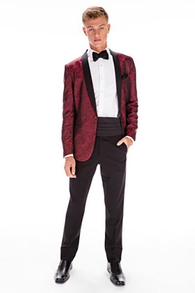 Aries Apple Red Paisley Shawl Tuxedo Jacket (Separates)