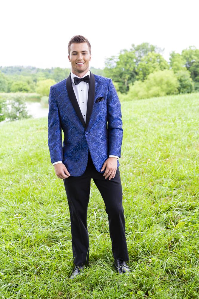 Aries Cobalt Paisley Shawl Tuxedo Jacket (Separates) by Mark of Distinction