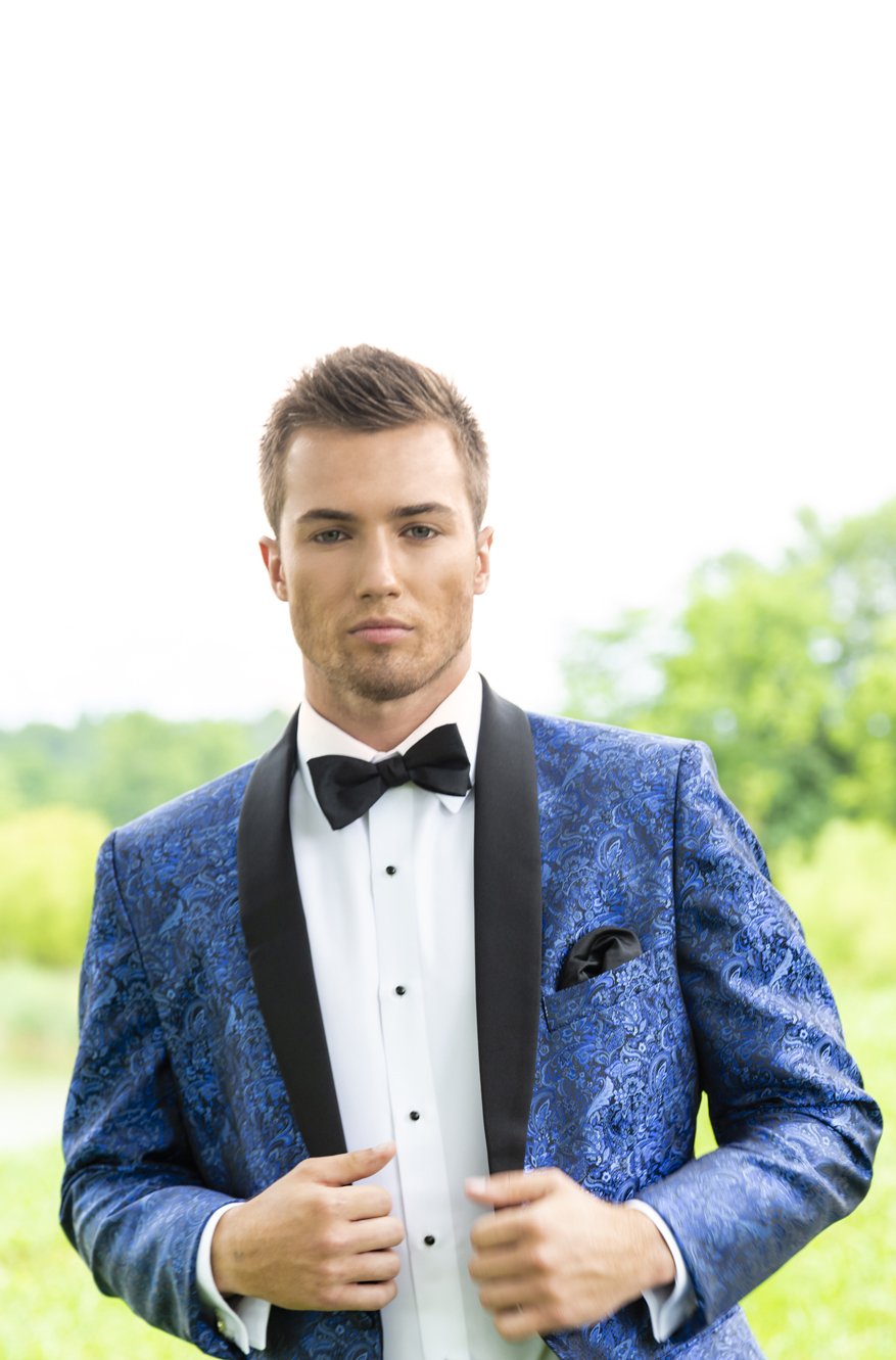 Aries Cobalt Paisley Shawl Tuxedo Jacket (Separates) by Mark of Distinction