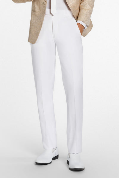 Calypso White Wool Blend Suit Pants by Mark of Distinction