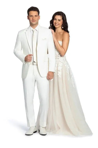 Calypso White Wool Blend Suit Pants by Mark of Distinction