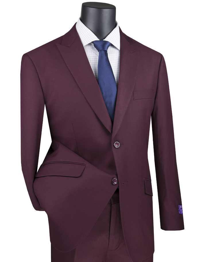 Maroon Modern Fit Peak Lapel Suit by Vinciin