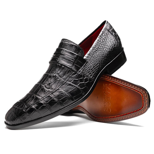 Marco Di Milano Matteo Alligator Penny Loafers Black